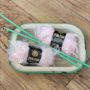 Lion Brand Fun Fur Yarn in Soft Pink Bundle